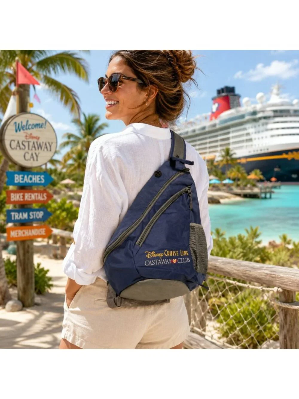 Disney Cruise Line Castaway Club Sling Backpack Navy Travel Bag Daypack
